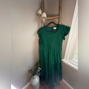 Chic soul Green Tiered Ruffle Sleeve Dress
